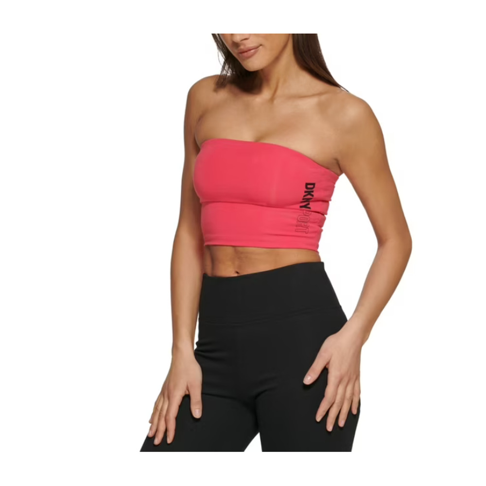 DKNY Women Exploded Sport Outline Logo Tube Top Pink Size M